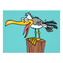 silly seagull cartoon personalized announcement