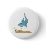 silly shark and clam pinback buttons