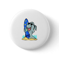 silly shark with surfboard pin