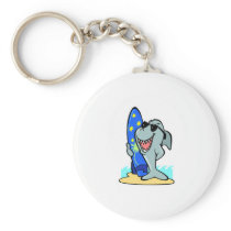 silly shark with surfboard key chain