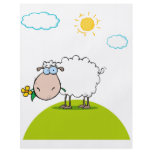 silly sheep on a hill with a flower flyers