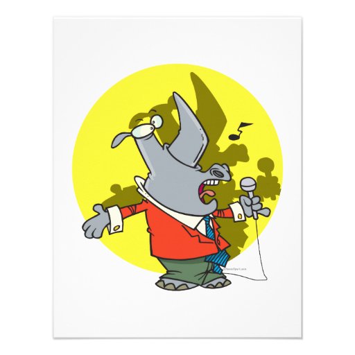 silly singing karaoke rhino cartoon invites