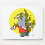 silly singing karaoke rhino cartoon mousepad