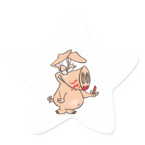 silly sloppy lipstick piggy pig cartoon star sticker