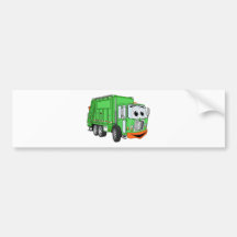 Silly Smiling Garbage Truck Cartoon Bumper Stickers