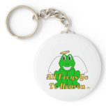 Silly Smiling Green Frog Angel All Frogs Go To Hea keychains