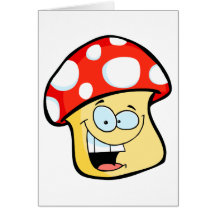 silly smiling mushroom toadstool cartoon character card
