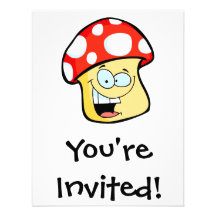 silly smiling mushroom toadstool cartoon character custom announcements