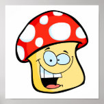 silly smiling mushroom toadstool cartoon character poster