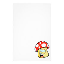 silly smiling mushroom toadstool cartoon character stationery paper