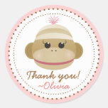 Silly Sock Monkey Girl Personalised Favour Sticker