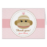 Silly Sock Monkey Girl Personalised Thank You Card