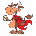 silly super cow drinking milk cartoon photo sculptures