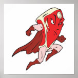 silly superhero caped super steak posters