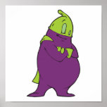 silly superhero eggplant cartoon character print