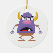 silly three-eyed ogre monster christmas ornaments