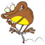 silly toad on pogo stick cartoon photo sculptures