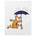 silly tree frog with umbrella cartoon flyers