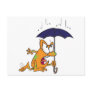 silly tree frog with umbrella cartoon post card