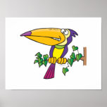 silly tropical toucan cartoon poster