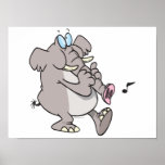 silly trumpet horn elephant tooting trunk print