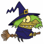 silly witchy witch toad on broomstick photo sculptures