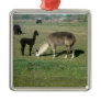 Silver alpaca and her cria christmas tree ornament
