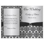 Silver and Black Damask Wedding Program Flyer Design