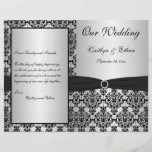 Silver and Black Damask Wedding Program Flyers