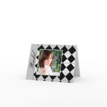 Silver and Black Diamond Tile Graduation Thank You Greeting Card