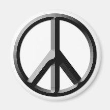 Silver and Black Peace Sign Magnet
