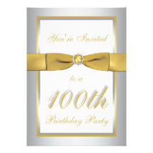 Silver and Gold 100th Birthday Invitation