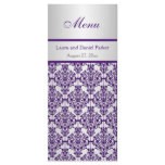 Silver and Purple Damask Menu Card rack cards