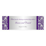 Silver and Purple Damask Wedding Favour Tag business cards