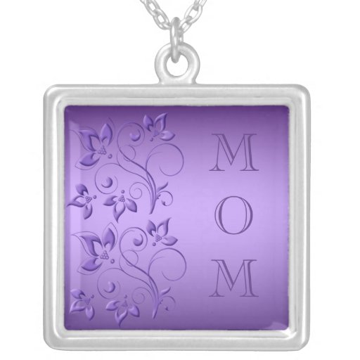 Silver and Purple Floral "Mum" Necklace