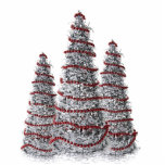 Silver and Red Christmas Tree Holiday Ornaments photo sculptures