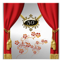 Silver and Red curtain Invitation