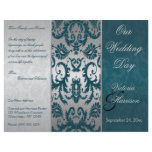 Silver and Teal Damask II Wedding Program flyers