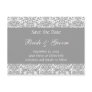 Silver and White Personalised Damask Save the Date