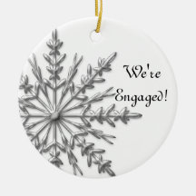 Silver and White Snowflake Engagement Ornament