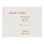 Silver and White Snowflake Wedding RSVP Postcard