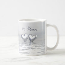 Silver Anniversary Hearts Mugs