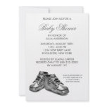 Silver Baby Shoes Baby Shower Invitation