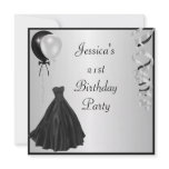 Silver Black Balloons Formal 21st Birthday Invitations