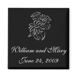 silver & black daisies magnets