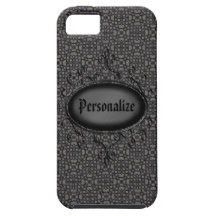 Silver & Black Damask Personalised iPhone 5 Case