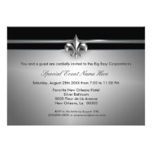 Silver Black Fleur de Lis Event I Personalized Announcements
