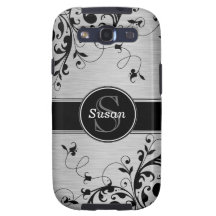 Silver Black Floral Swirls SAMSUNG Case