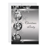Silver Black White Snowflakes Christmas Party invitations