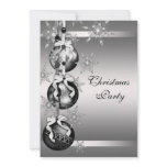 Silver Black White Snowflakes Christmas Party invitations